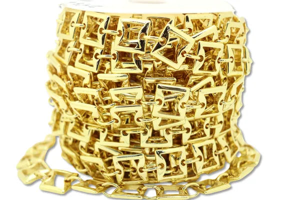 GOLD PLATED 18KT SQUARE CHAIN 16MM | ONE FOOT