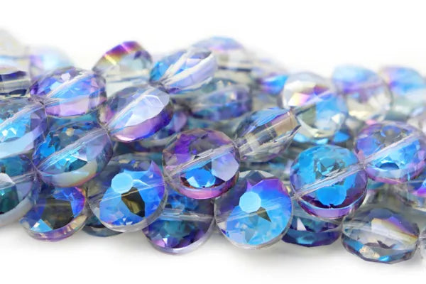 ROUND ELECTROPLATED FACETED CRYSTAL 10X10MM