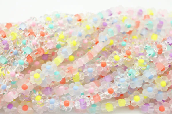 Frosted and Glossy Acrylic Beads / One strand 16" inches