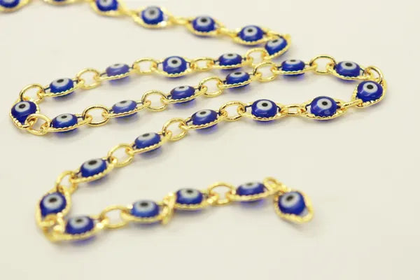 GOLD PLATED EVIL EYE CHAIN | ONE FOOT