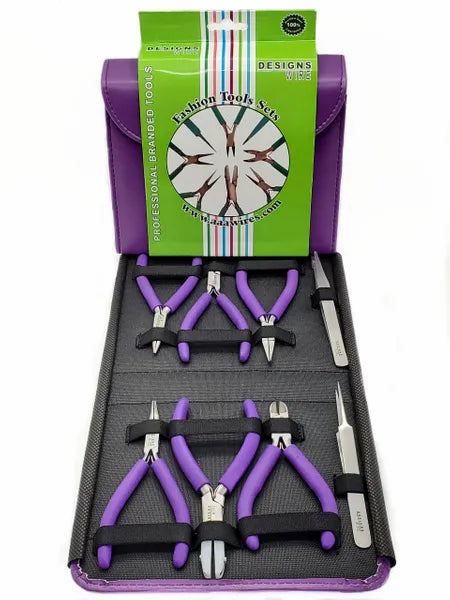 DESIGNS WIRE- FASHION COLOR PLIER SET &, CLUTCH- Turquoise/ Violet/ Bubblegum.