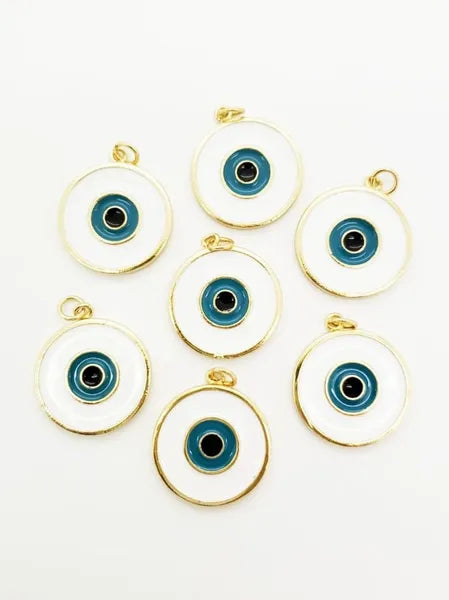 Round White Evil Eye Charm