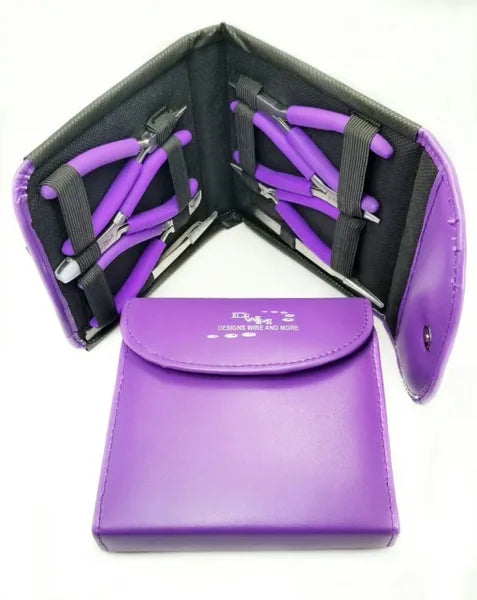 DESIGNS WIRE- FASHION COLOR PLIER SET &, CLUTCH- Turquoise/ Violet/ Bubblegum.