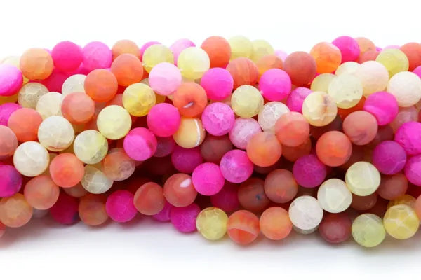 Semi Precious Matte Crackled Agate Round Smooth Beads