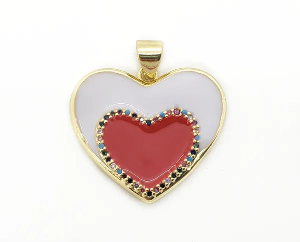 Heart Pendant Micro-pave/Enamel