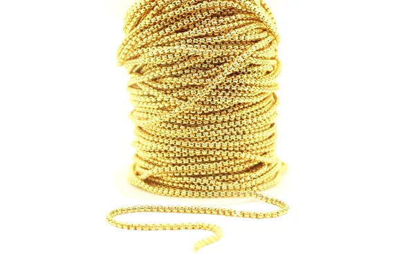 18KT GOLD PLATED/ STAINLESS STEEL SQUARE CHAIN 3MM | ONE FOOT