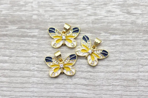 Micro Pave Enamel Butterfly Pendant