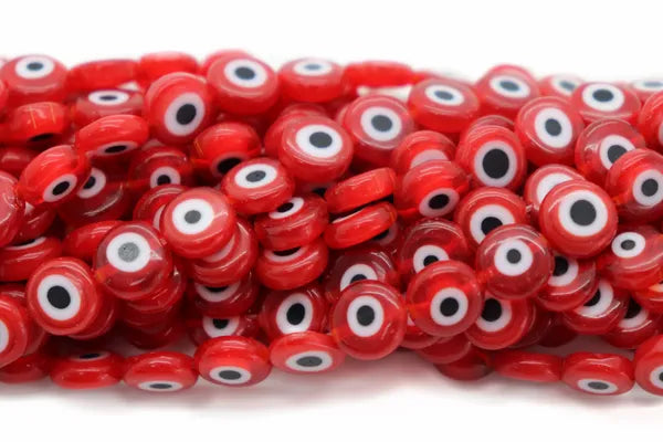 Evil Eye Lamp-work Flat Round Beads