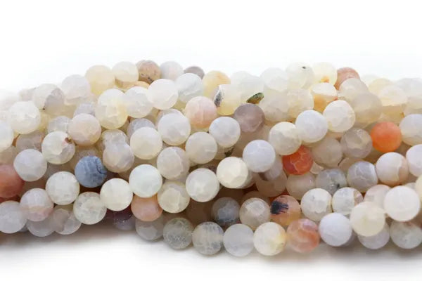 Semi Precious Matte Crackled Agate Round Smooth Beads