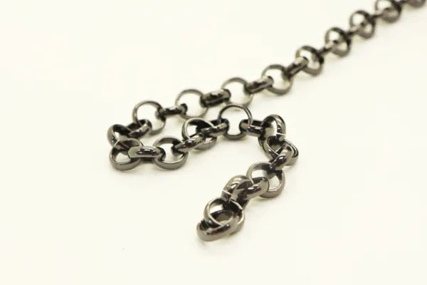 STAINLESS STEEL GUN METAL CHAIN ROUND LINK 4mm/ 8mm | PER ONE FOOT