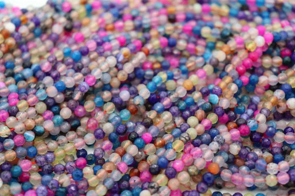 Semi-Precious Dyed Faceted Agate Mixed Colors 4mm