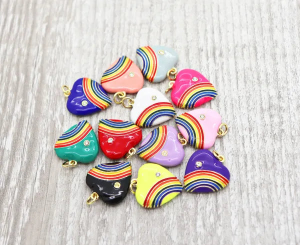 Colorful Rainbow Heart Charm