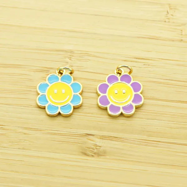 Flower Happy Face Charm