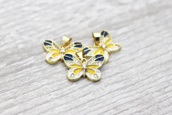 Micro Pave Enamel Butterfly Pendant