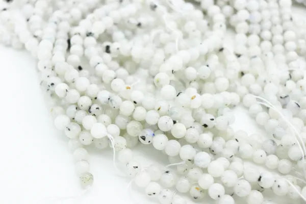 Natural Rainbow Moonstone Round Smooth Beads