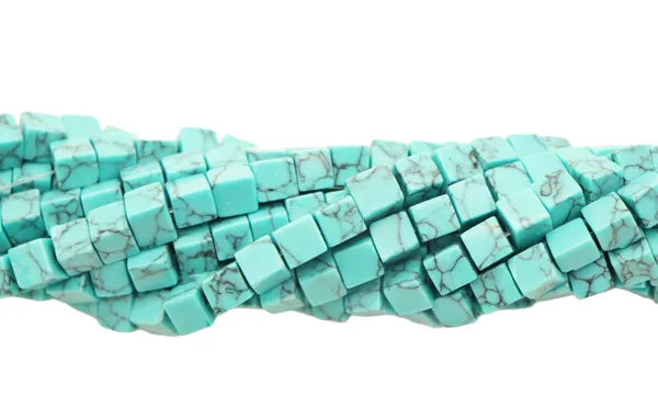 6mm Natural Gemstones Cubes Shaped Beads / One 16" Strand