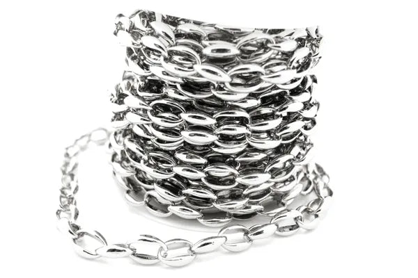 STAINLESS STEEL OVAL OPEN CHAIN 15MM | ONE FOOT – Beads And Wires
