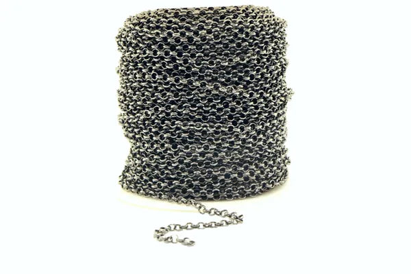 STAINLESS STEEL GUN METAL CHAIN ROUND LINK 4mm/ 8mm | PER ONE FOOT