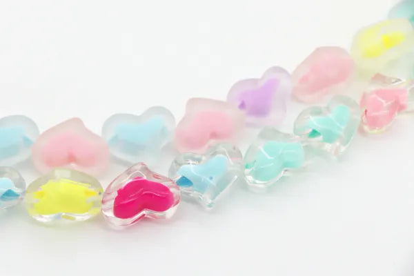 Frosted and Glossy Acrylic Beads / One strand 16" inches
