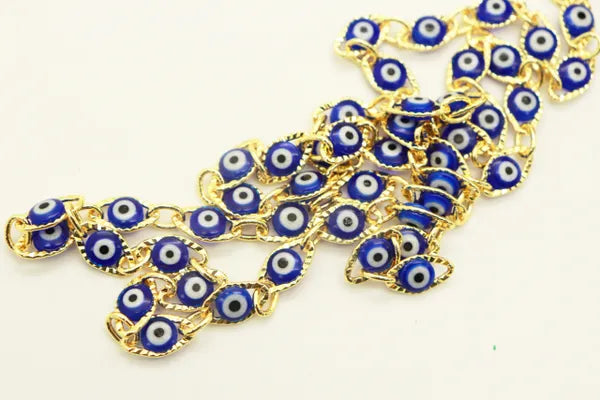 GOLD PLATED EVIL EYE CHAIN | ONE FOOT