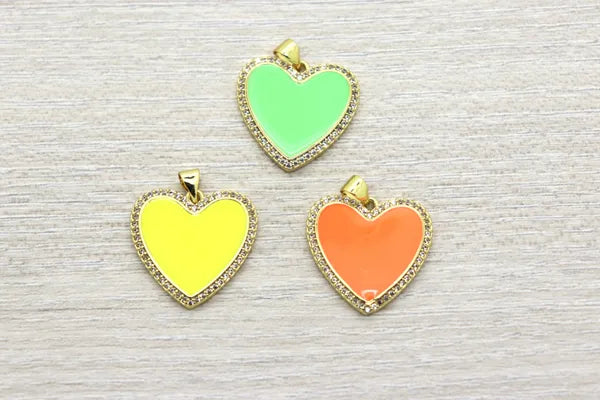 Colorful Micro-pave Heart Pendant