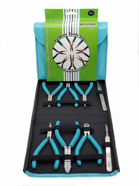 DESIGNS WIRE- FASHION COLOR PLIER SET &, CLUTCH- Turquoise/ Violet/ Bubblegum.