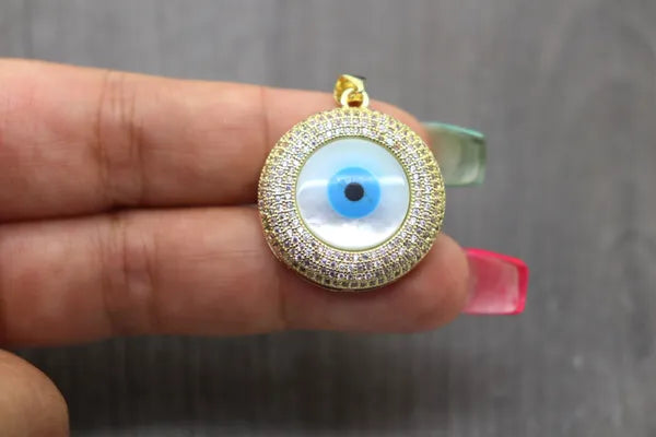 Round Mother Pearl Evil Eye Pendant