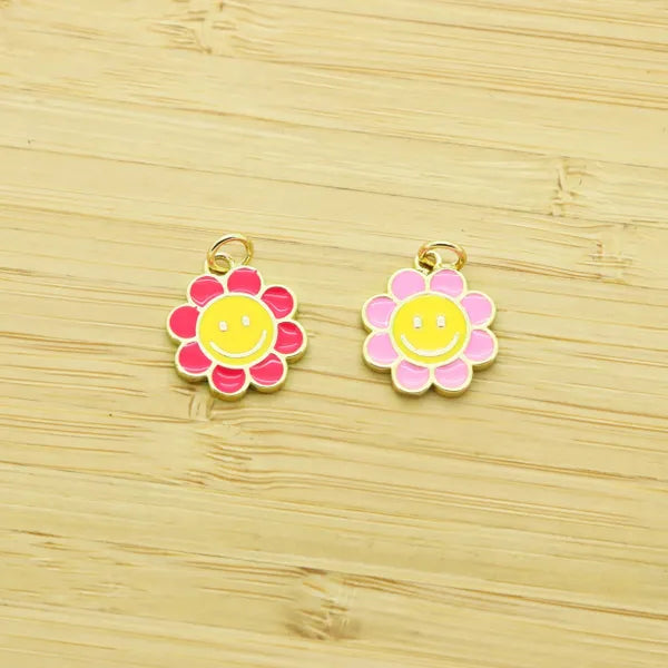 Flower Happy Face Charm