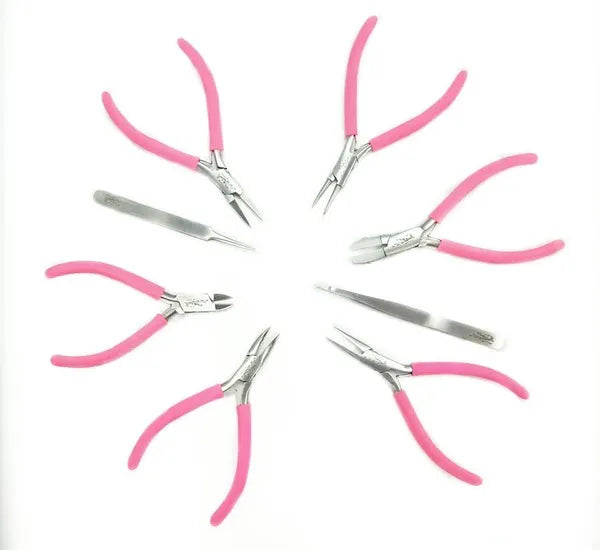 DESIGNS WIRE- FASHION COLOR PLIER SET &, CLUTCH- Turquoise/ Violet/ Bubblegum.