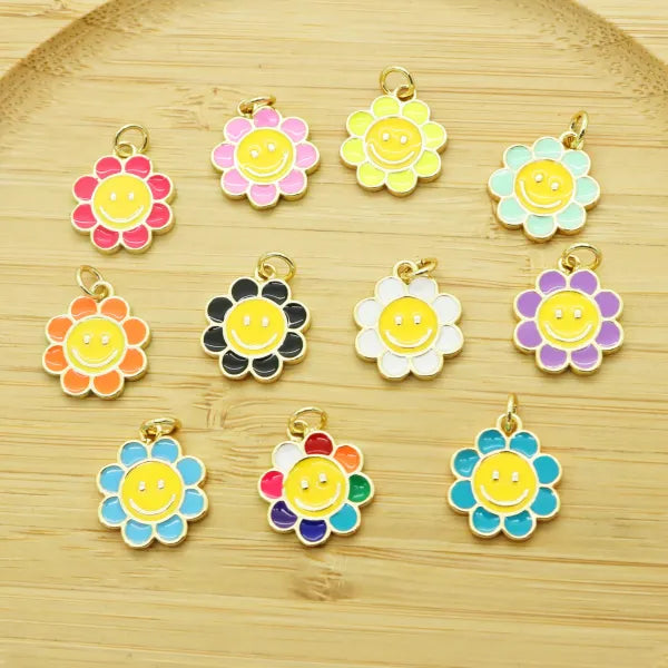 Flower Happy Face Charm