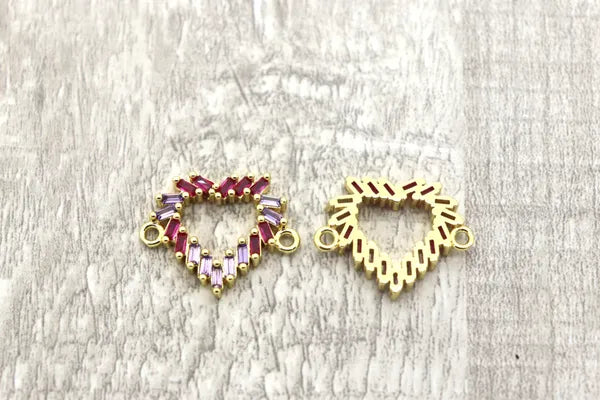 Pink Purple Crystal Heart Connector