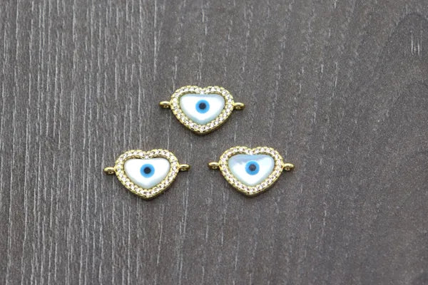 Heart Pearl Evil Eye Connector