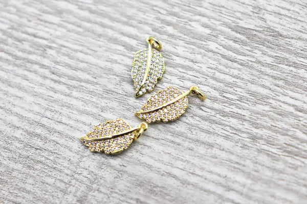 Micro pave Leaf Charm