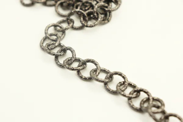 STAINLESS STEEL HEMATITE TEXTURED CIRCLE CHAIN 10.5MM | ONE FOOT