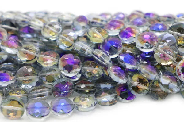 ROUND ELECTROPLATED FACETED CRYSTAL 10X10MM