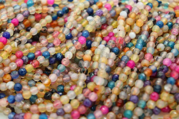 Semi-Precious Dyed Faceted Agate Mixed Colors 4mm