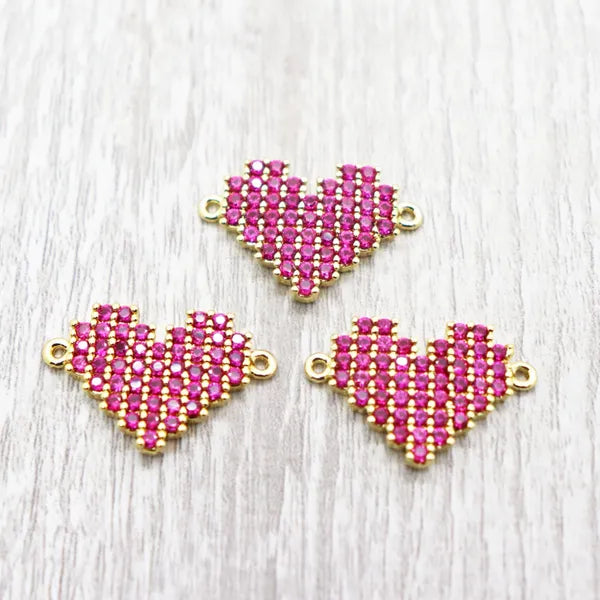 8-Bit Pink Heart Connector – Beads And Wires