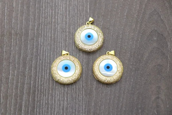 Round Mother Pearl Evil Eye Pendant