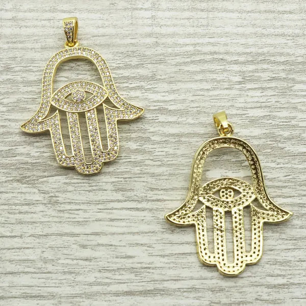 Micro Pave Evil Eye Hamsa Hand