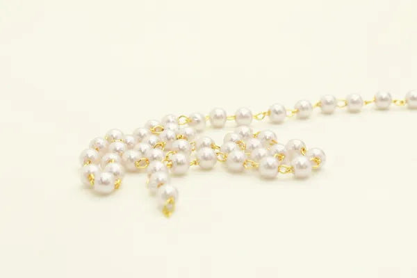 18KT GOLD PLATED SYNTHETIC PEARL CHAIN 6MM | ONE FOOT