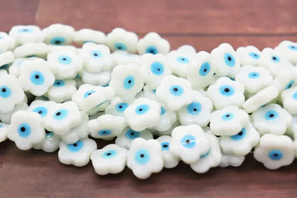 Ceramic White Evil Eye Beads