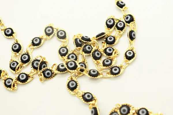 GOLD PLATED EVIL EYE CHAIN | ONE FOOT