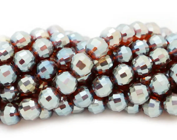 FACETED ELECTROPLATED ROUNDED CRYSTAL 10MM 36 BEADS