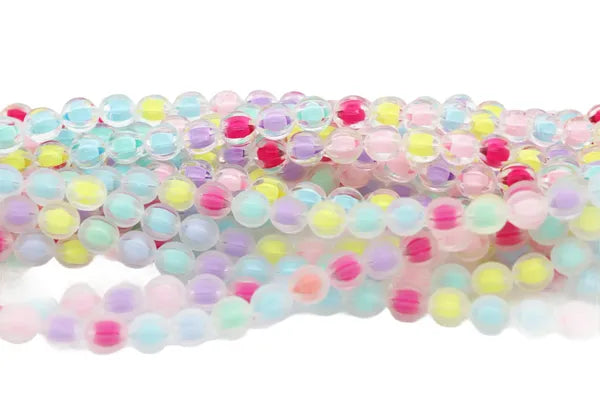 Frosted and Glossy Acrylic Beads / One strand 16" inches