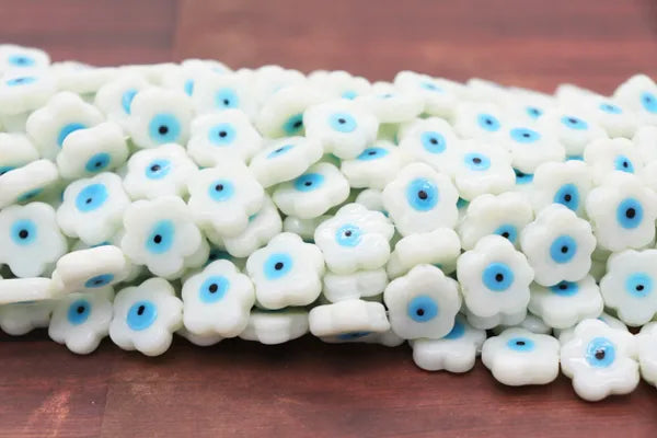 Ceramic White Evil Eye Beads