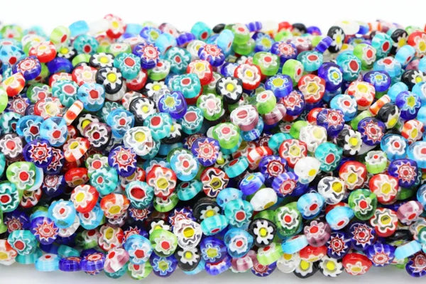 Millefiori Flower Lampworked Glass Beads