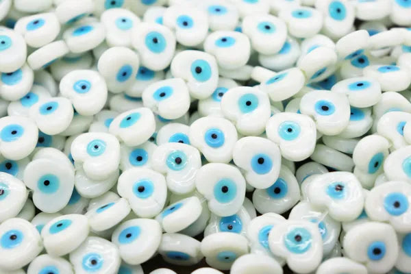 Ceramic White Evil Eye Beads