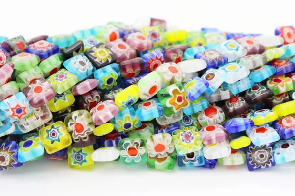 Millefiori Flower Lampworked Glass Beads