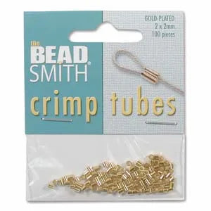 TUBE CRIMP 2X2MM GOLD & SILVER PLATE- CD/100