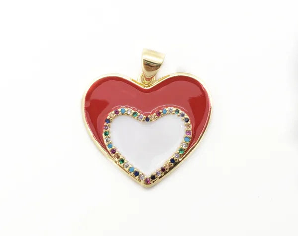 Heart Pendant Micro-pave/Enamel